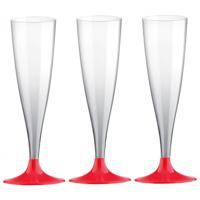 Champagneglazen - 10x - plastic - 140 ml - rood - herbruikbaar