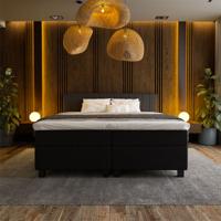 1-Persoons Boxspring Hotel Suite - Beam - Zwart 90x200 cm - Pocketvering - Inclusief Topper - Dekbed-Discounter.nl