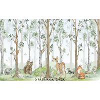 Designed4Kids wandvullend behang kinderkamer bosdieren in het bos-420 x 260 cm