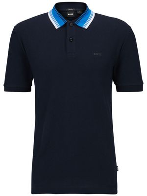 BOSS t-shirt à col nervuré - Bleu
