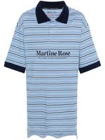 Martine Rose polo rayé à logo imprimé - Bleu - thumbnail