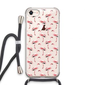 Flamingoprint groen: iPhone 7 Transparant Hoesje met koord