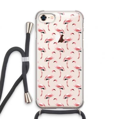 Flamingoprint groen: iPhone 7 Transparant Hoesje met koord