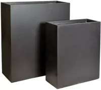 Mega Collections Plantenbak/Terrasafscheider Clayfibre 95L - L60 x B22 x H72 cm - Zwart