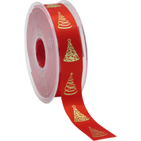 Satijnlint | 23mm | 25m | PP | Christmas Tree | rood/goud