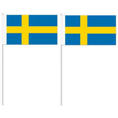Zwaaivlaggetje Zweden - 12 x 24 cm - stokje 40 cm - Zweedse versiering - handvlag - vlaggetje