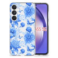 TPU Case voor Samsung Galaxy A55 Flowers Blue