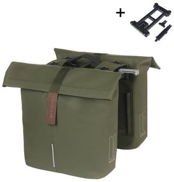 Basil Dubbele fietstas city mik 28 - 32 liter - moss green