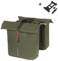 Basil Dubbele fietstas city mik 28 - 32 liter - moss green