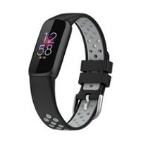 Fitbit Luxe - Siliconen sportbandje - Maat: Large - Zwart + grijs