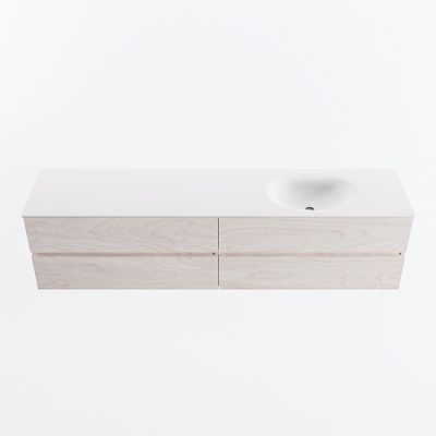 MONDIAZ VICA 200cm badmeubel onderkast Underlayment 4 lades. Wastafel MOON rechts zonder kraangat, kleur Talc.