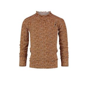 Vingino top Jildou met all over print en ruches karamel bruin