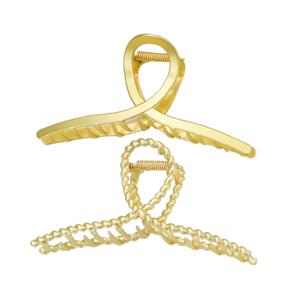 MsBlossom - Alloy Hair Claw - 1pc - Knot Strap - Gold