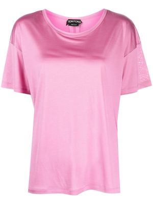 TOM FORD t-shirt en soie à patch logo - Rose