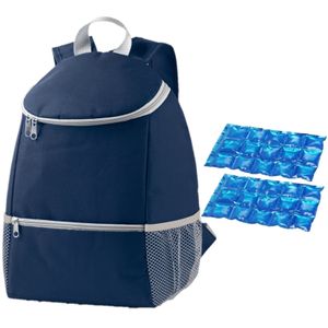 Koeltas rugtas/rugzak blauw met 2 stuks flexibele koelelementen 10 liter