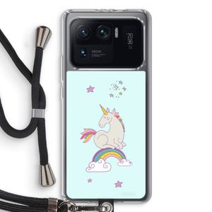 Regenboog eenhoorn: Xiaomi Mi 11 Ultra Transparant Hoesje met koord