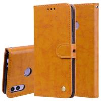 Business Style olie Wax textuur horizontale Flip lederen case voor Huawei Honor quater met houder & card slots & portemonnee (bruin)