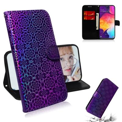 Voor Galaxy A50 effen kleur kleurrijke magnetische Buckle horizontale Flip PU lederen draagtas met houder & kaartsleuven & portemonnee & Lanyard (paar