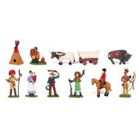 Speelgoed figuren - indianen en cowboys - 11x - Plastic - speelpoppetjes