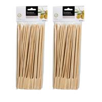BBQ Sate/spiesjes prikkers - 100x - bamboe hout - 25 cm - spiezen - satestokjes