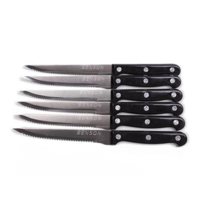 Benson Vleesmessen set - 6x stuks - zwart - RVS- 22 cm - steakmessen