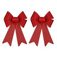 2x stuks kerstboomversieringen grote ornament strikjes/strikken rood dots 22 x 38 cm