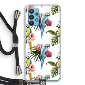 Kleurrijke papegaaien: Samsung Galaxy A32 4G Transparant Hoesje met koord