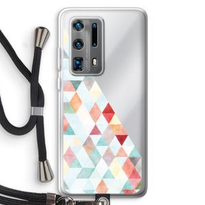 Gekleurde driehoekjes pastel: Huawei P40 Pro Plus Transparant Hoesje met koord