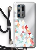 Gekleurde driehoekjes pastel: Huawei P40 Pro Plus Transparant Hoesje met koord