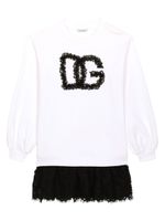 Dolce & Gabbana Kids robe courte superposée à logo brodé - Blanc