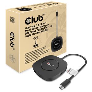 CLUB3D USB Type C 3.2 Gen 1 Multi Stream Transport (MST)Hub DisplayPort1.4 Triple Monitor