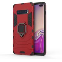 PC + TPU schokbestendige beschermhoes voor Samsung Galaxy S10 Plus met magnetische Ring Holder(Red)