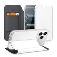 iPhone 17 Pro Stand Case Hoesje Wit met Kaartvak en Magneetsluiting