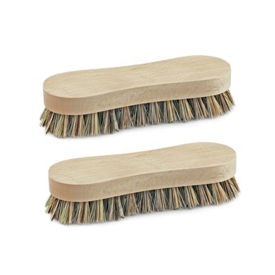 Set van 2 schrobborstels hout achtvorm 17,5 cm