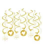 Hangdecoratie Swirl Just Married Goud (12st)