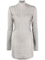 Balmain robe courte nervurée à manches longues - Gris