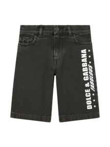 Dolce & Gabbana Kids logo-print cotton denim shorts - Noir