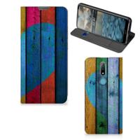 Nokia 2.4 Book | Wallet Case | Wood Heart - Cadeau voor je Vriend