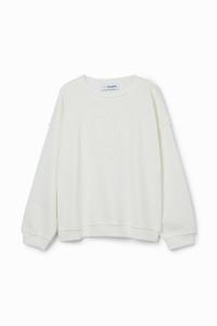 Sweatshirt logo reliëf - WHITE - L