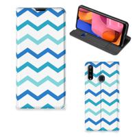 Samsung Galaxy A20s | Hoesje met Magneet | Zigzag Blauw