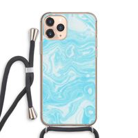 Waterverf blauw: iPhone 11 Pro Transparant Hoesje met koord