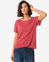 HEMA Dames T-shirt Evie Met Linnen Rood (rood) - thumbnail
