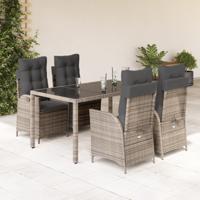5-delige Tuinset met kussens poly rattan grijs