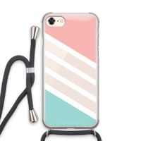 Strepen pastel: iPhone 7 Transparant Hoesje met koord