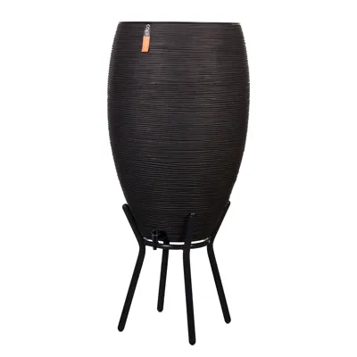Capi Nature Rib Regenton Zwart 130 liter met Plantenbak