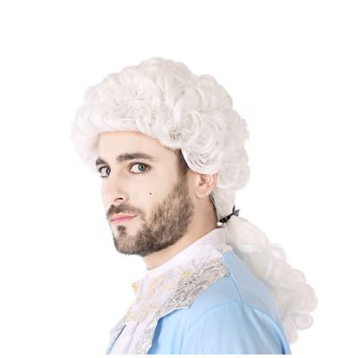 Atosa Heren pruik lakei barok middeleeuwen wit - carnaval - hoge kuif - staartje Atosa Heren pruik lakei barok middeleeuwen wit - carnaval - hoge kuif - staartje