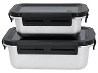 SILVERCREST Rvs vershoudbakjes (Rechthoekig, Zilver/zwart)