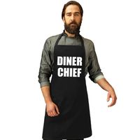 Diner chief keukenschort zwart heren - thumbnail