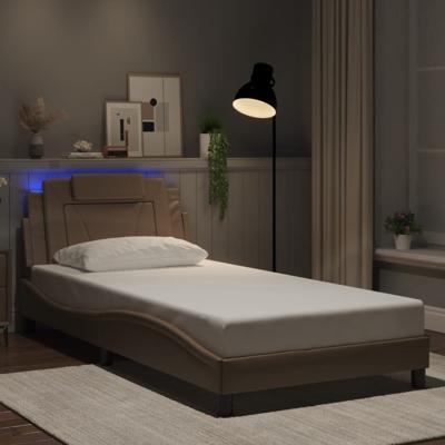 Bedframe met LED-verlichting kunstleer cappuccino 100x200 cm