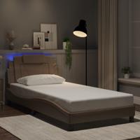 Bedframe met LED-verlichting kunstleer cappuccino 100x200 cm